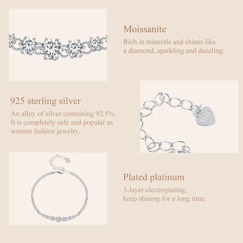 (Bild für) Pandora-Stil Moissanit-Armband (Ein Zertifikat) - MSB008 - Ansicht 6