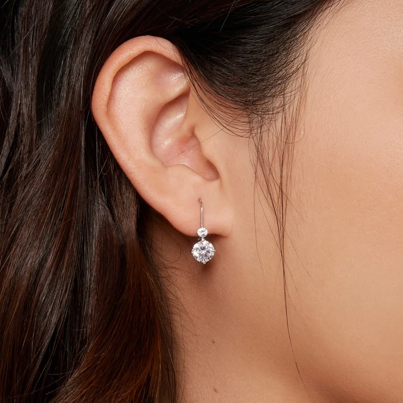 (Bild für) Pandora-Stil Moissanit-Ohrringe (Zwei Zertifikate) - MSE031 - Ansicht 6