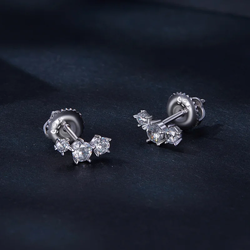 (Bild für) Pandora-Stil Moissanit-Stecker Ohrringe (Ein Zertifikat) - MSE034 - Ansicht 2