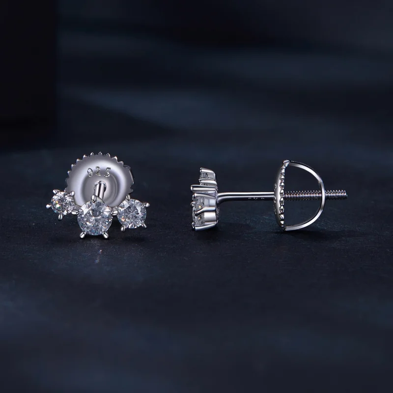 (Bild für) Pandora-Stil Moissanit-Stecker Ohrringe (Ein Zertifikat) - MSE034 - Ansicht 3