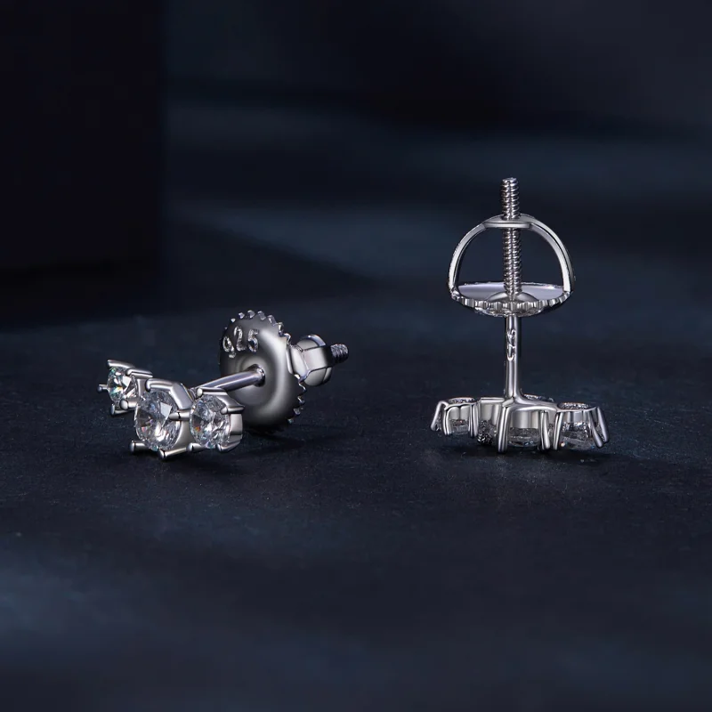 (Bild für) Pandora-Stil Moissanit-Stecker Ohrringe (Ein Zertifikat) - MSE034 - Ansicht 4