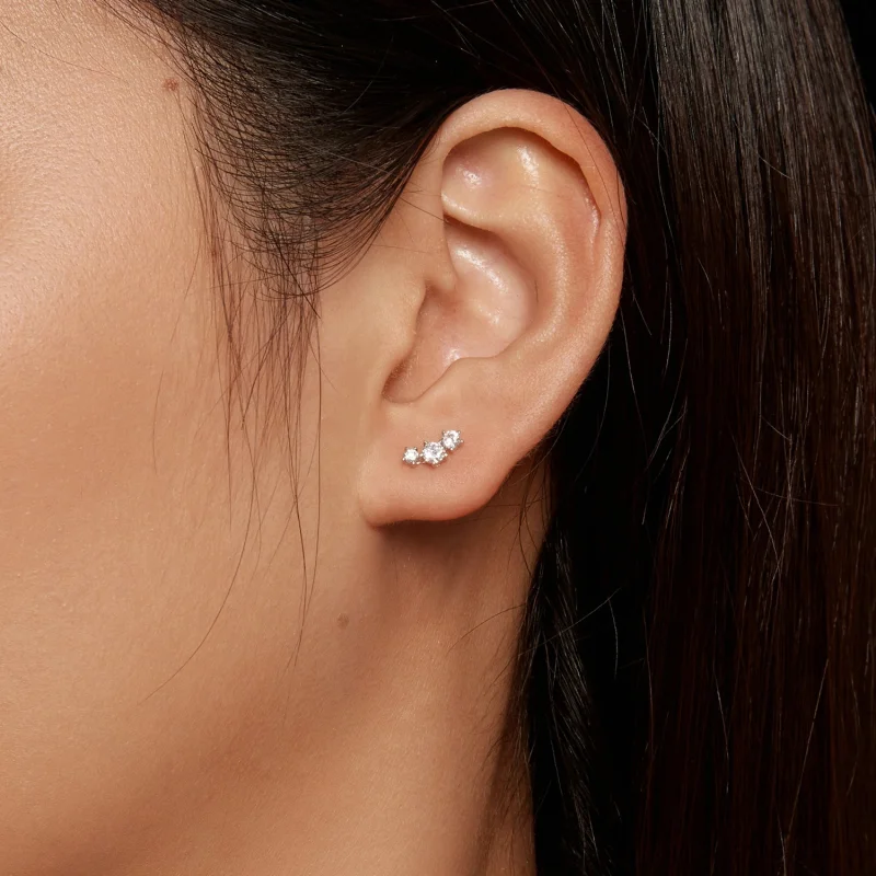 (Bild für) Pandora-Stil Moissanit-Stecker Ohrringe (Ein Zertifikat) - MSE034 - Ansicht 6