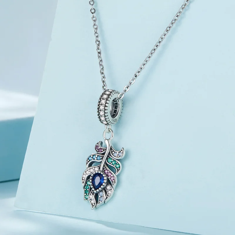 (Bild für) Pandora-Stil Pfauenfeder-Anhänger - SCC2590 - Ansicht 3