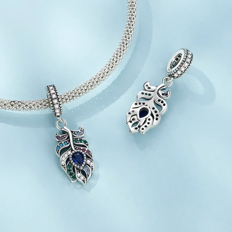 (Bild für) Pandora-Stil Pfauenfeder-Anhänger - SCC2590 - Ansicht 5