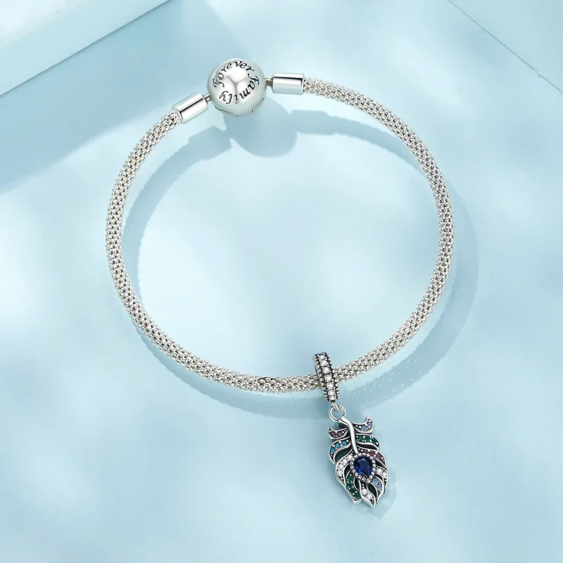 (Bild für) Pandora-Stil Pfauenfeder-Anhänger - SCC2590 - Ansicht 6