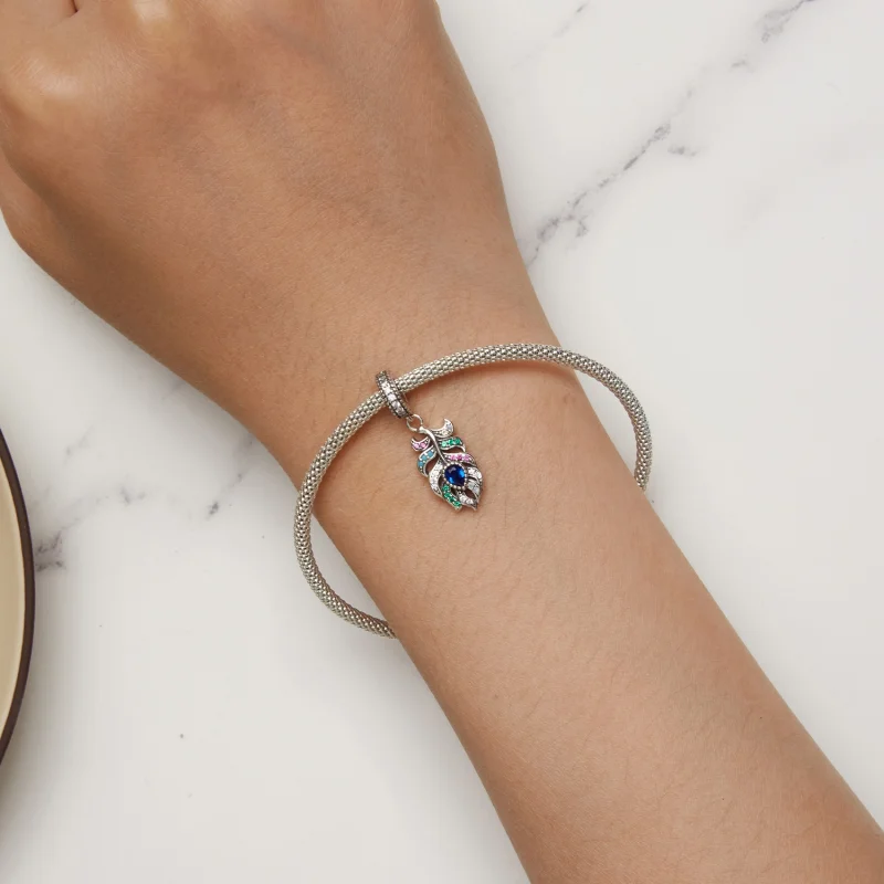 (Bild für) Pandora-Stil Pfauenfeder-Anhänger - SCC2590 - Ansicht 7