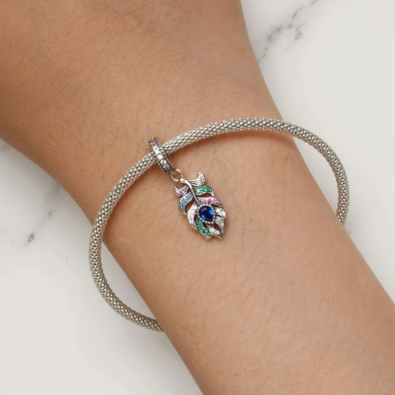 (Bild für) Pandora-Stil Pfauenfeder-Anhänger - SCC2590 - Ansicht 8
