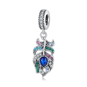 (Bild für) Pandora-Stil Pfauenfeder-Anhänger - SCC2590