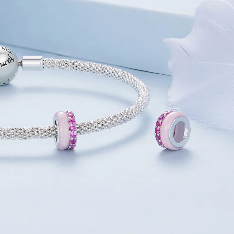 (Bild für) Pandora-Stil Pink Doppelschicht Silikon Abstandshalter - BSC883-PK - Ansicht 4