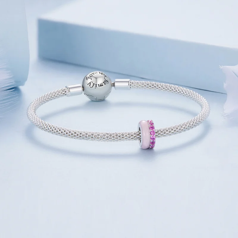 (Bild für) Pandora-Stil Pink Doppelschicht Silikon Abstandshalter - BSC883-PK - Ansicht 5