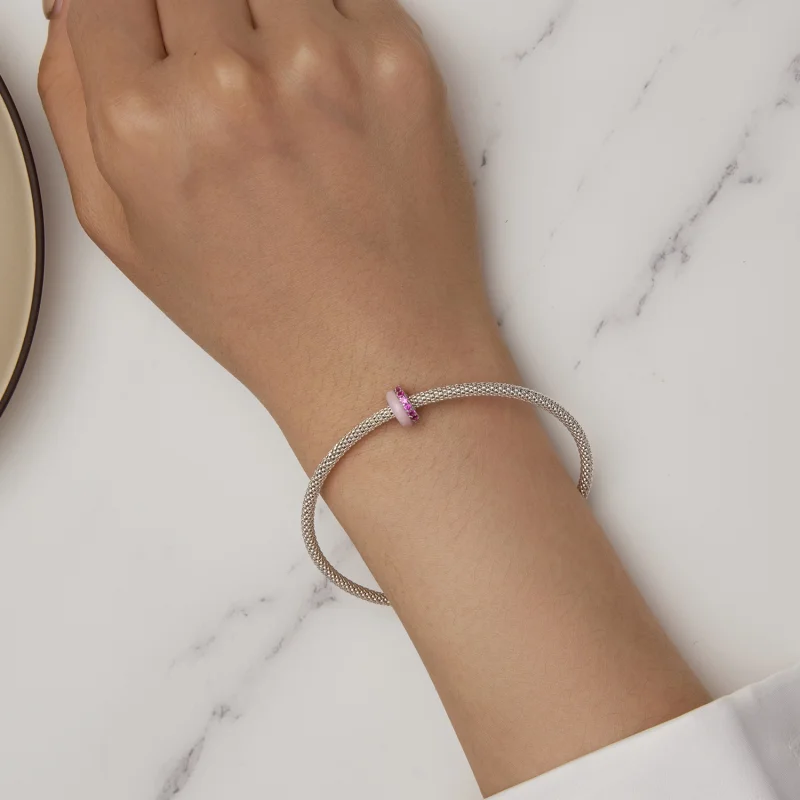 (Bild für) Pandora-Stil Pink Doppelschicht Silikon Abstandshalter - BSC883-PK - Ansicht 6