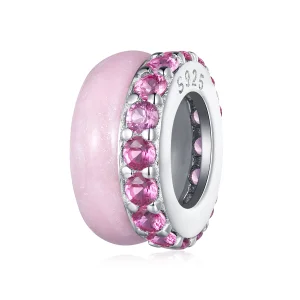 (Bild für) Pandora-Stil Pink Doppelschicht Silikon Abstandshalter - BSC883-PK
