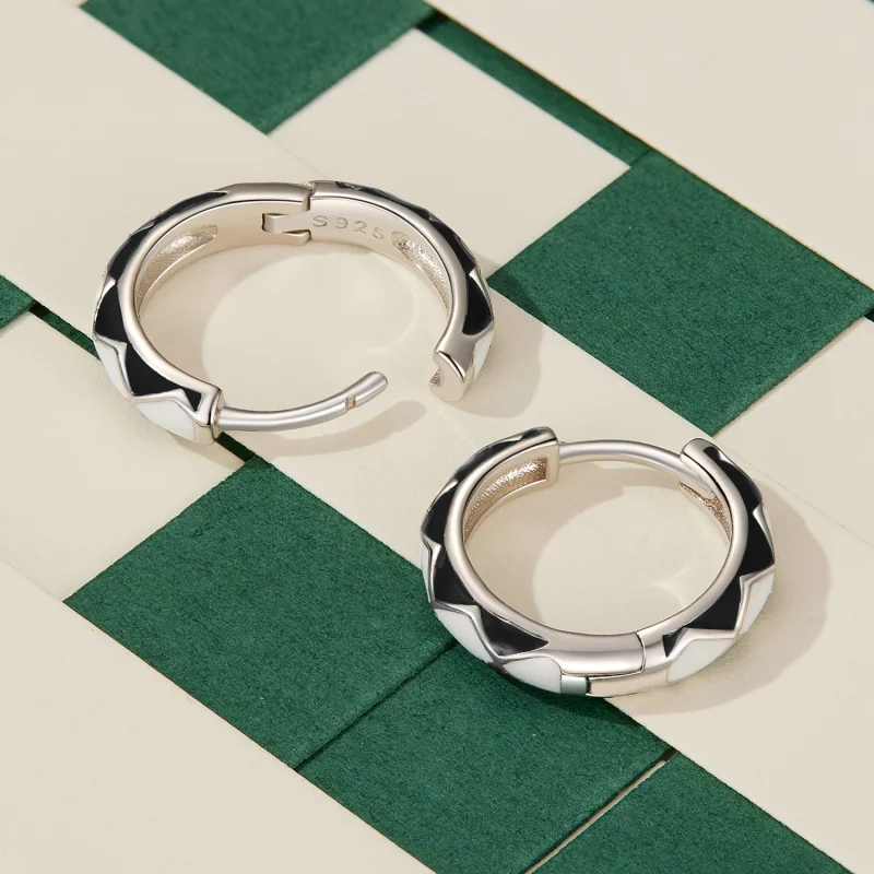 (Bild für) Pandora-Stil Rautenmuster Ohrringe - SCE1611-BK - Ansicht 4