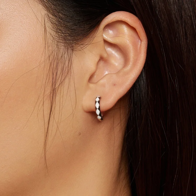 (Bild für) Pandora-Stil Rautenmuster Ohrringe - SCE1611-BK - Ansicht 6