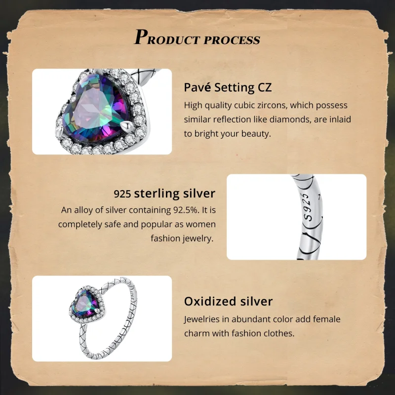 (Bild für) Pandora-Stil Retro-Herzring - BSR481 - Ansicht 4
