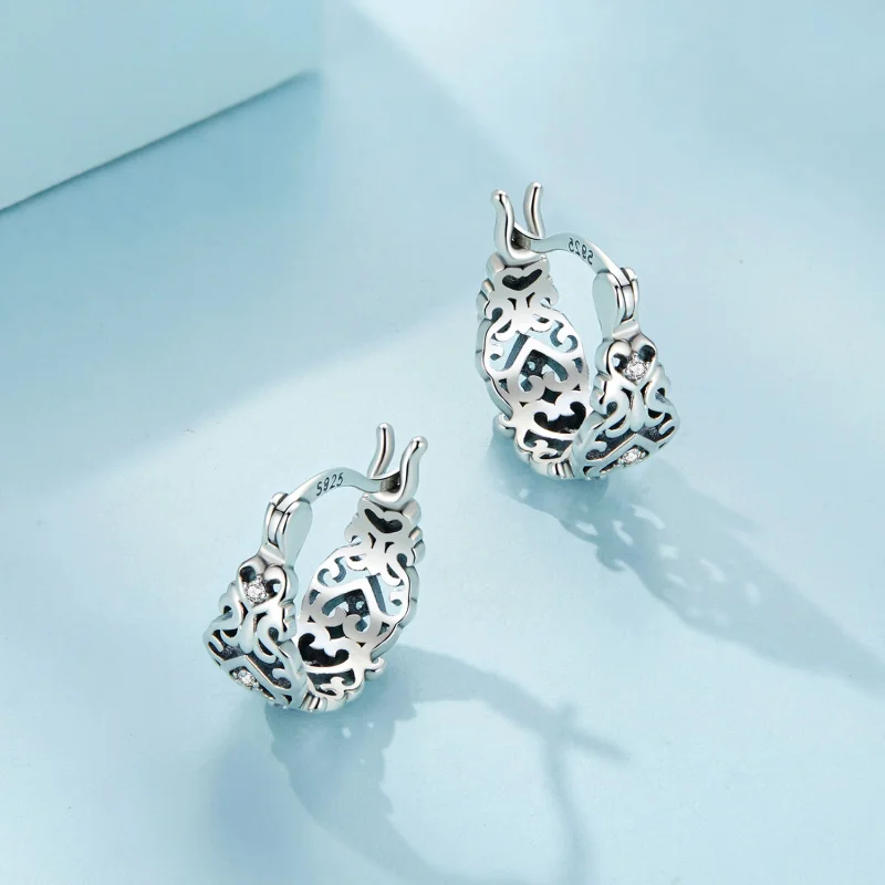 (Bild für) Pandora-Stil Retro-Muster Ohrringe - SCE1650 - Ansicht 3