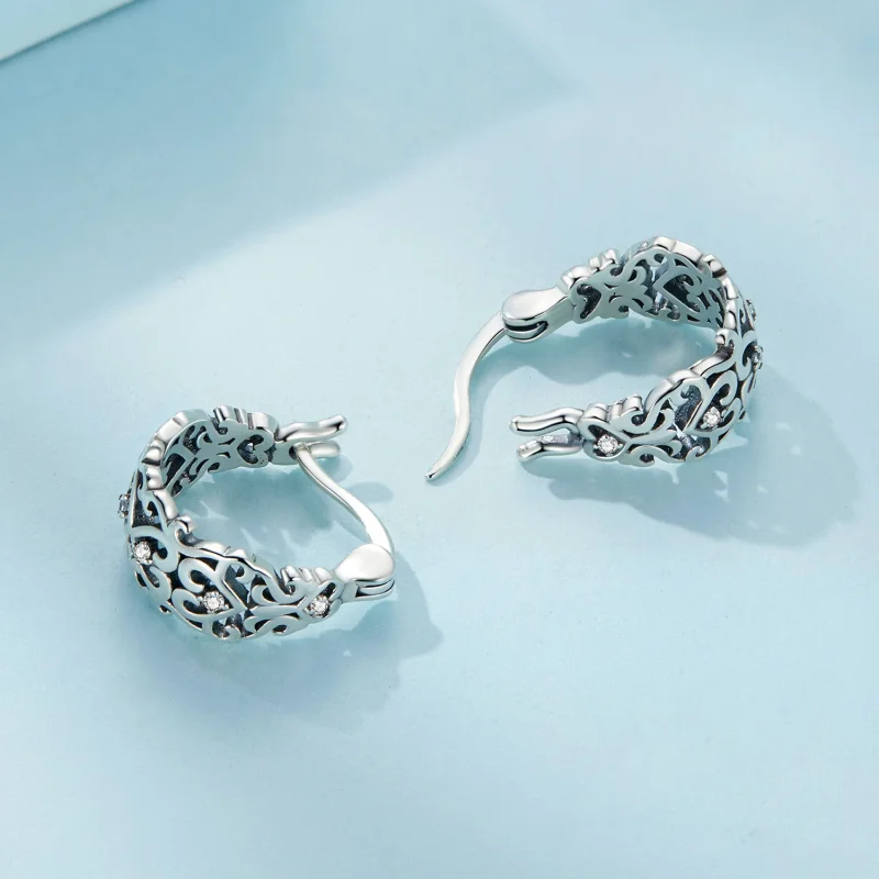 (Bild für) Pandora-Stil Retro-Muster Ohrringe - SCE1650 - Ansicht 4
