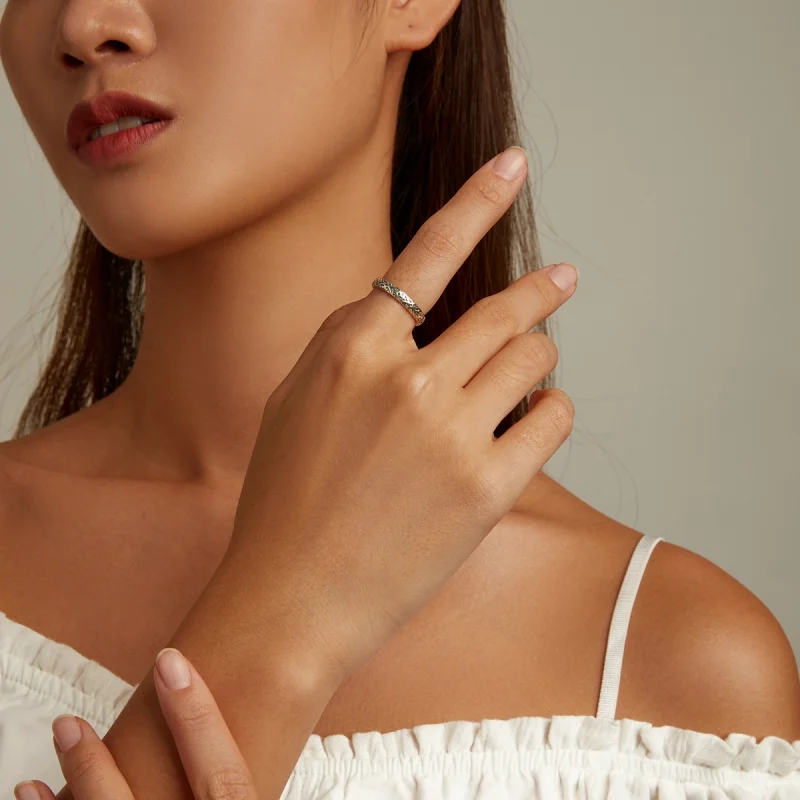 (Bild für) Pandora-Stil Retro-Prägemuster Offener Ring - SCR776 - Ansicht 7
