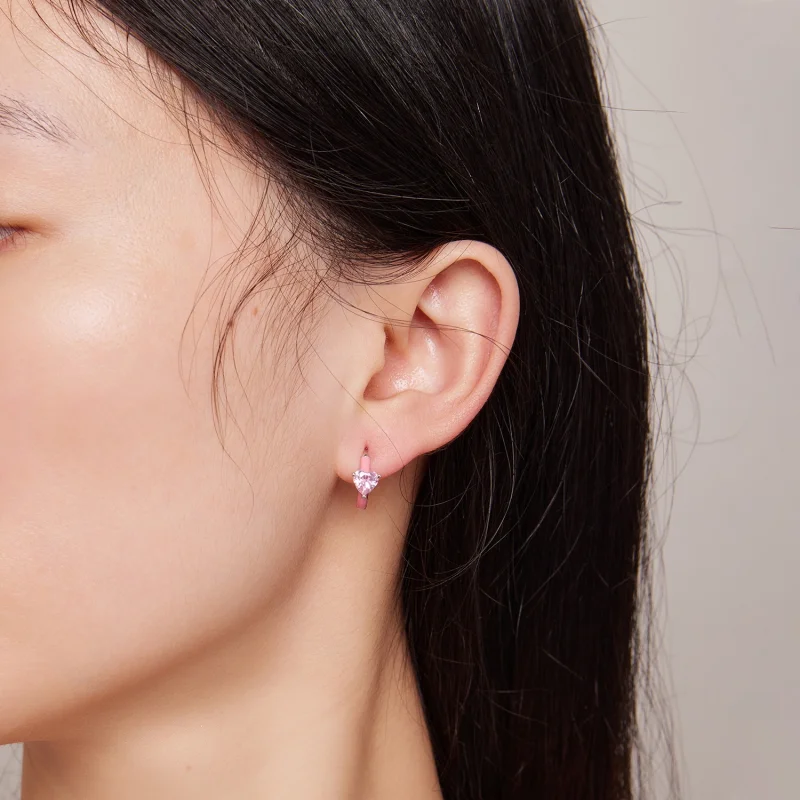 (Bild für) Pandora-Stil Rosa Herzförmige Creolen - BSE813 - Ansicht 5