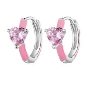 (Bild für) Pandora-Stil Rosa Herzförmige Creolen - BSE813
