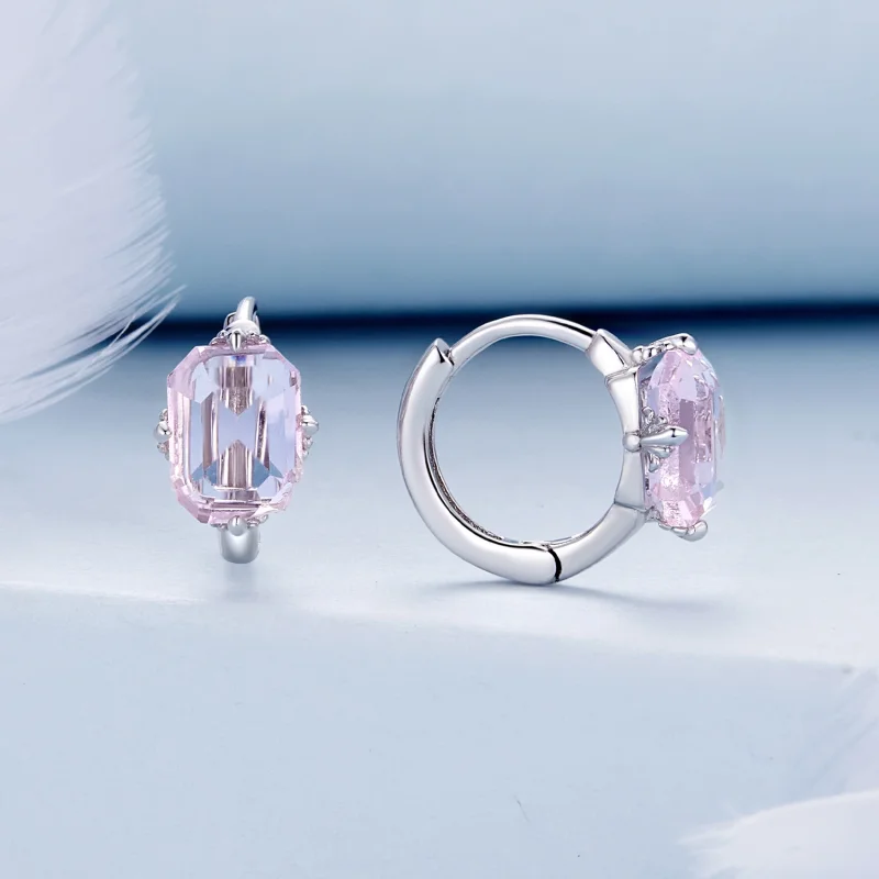 (Bild für) Pandora-Stil Rosa Schmuck-Steinchen Creolen - BSE889 - Ansicht 2