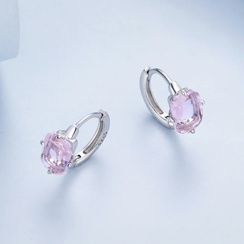 (Bild für) Pandora-Stil Rosa Schmuck-Steinchen Creolen - BSE889 - Ansicht 3
