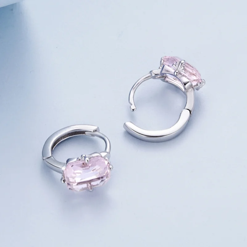 (Bild für) Pandora-Stil Rosa Schmuck-Steinchen Creolen - BSE889 - Ansicht 4