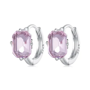 (Bild für) Pandora-Stil Rosa Schmuck-Steinchen Creolen - BSE889