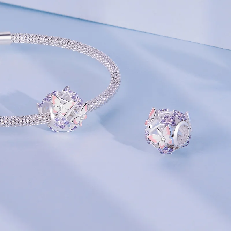 (Bild für) Pandora-Stil Schmetterling Zirkon Charm - SCC2463 - Ansicht 4