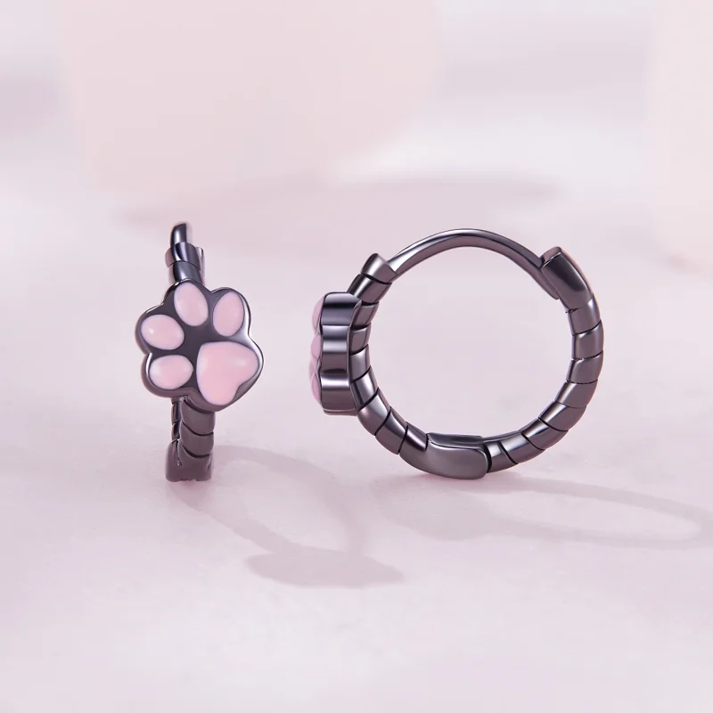 (Bild für) Pandora-Stil Schwarze Katzenkralle Creolen - SCE1576 - Ansicht 2