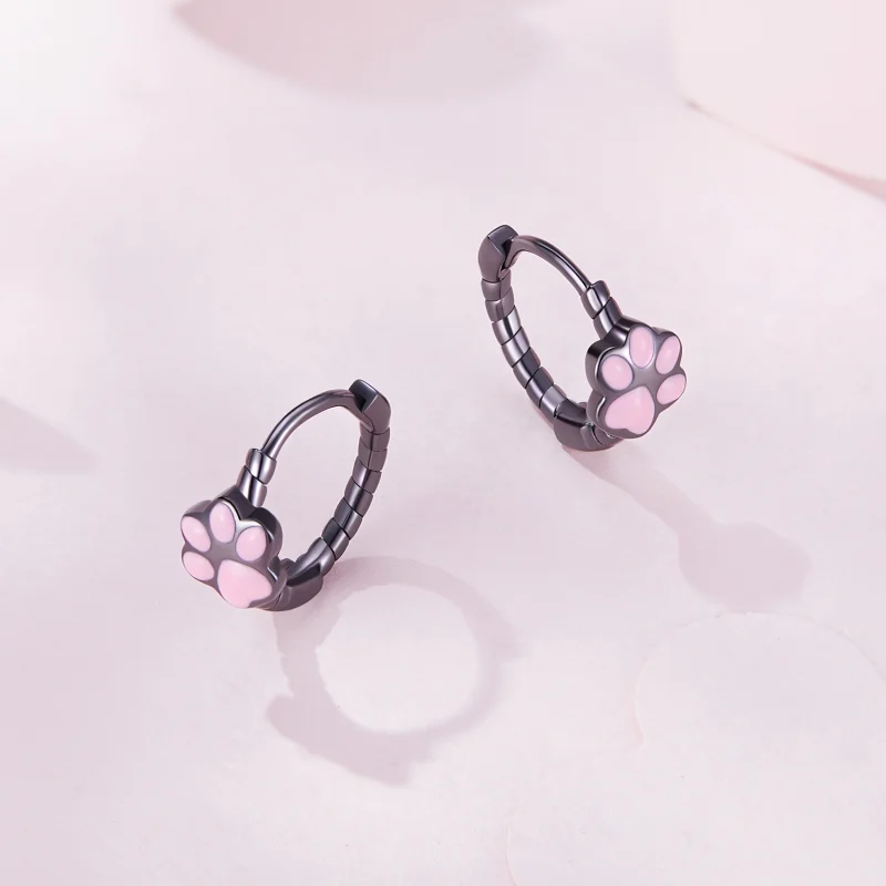 (Bild für) Pandora-Stil Schwarze Katzenkralle Creolen - SCE1576 - Ansicht 7