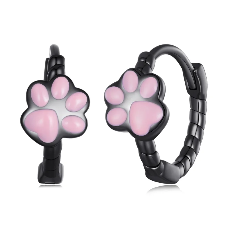 (Bild für) Pandora-Stil Schwarze Katzenkralle Creolen - SCE1576 - Ansicht 8
