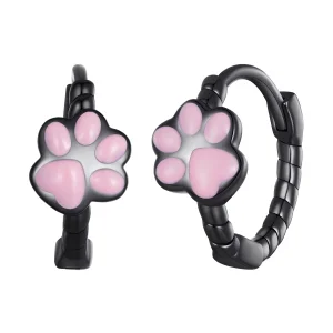 (Bild für) Pandora-Stil Schwarze Katzenkralle Creolen - SCE1576