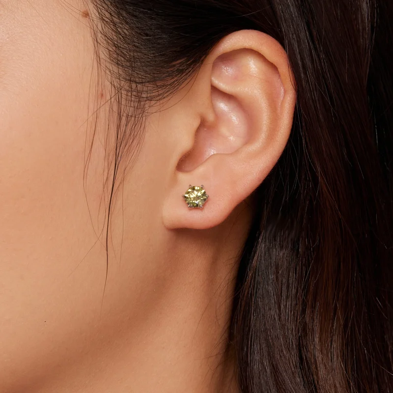 (Bild für) Pandora-Stil Smaragd-Moissanit-Stecker Ohrringe - MSE025-LGN - Ansicht 2