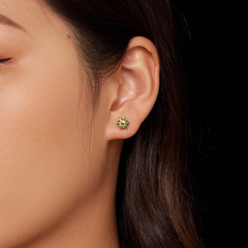 (Bild für) Pandora-Stil Smaragd-Moissanit-Stecker Ohrringe - MSE025-LGN - Ansicht 3