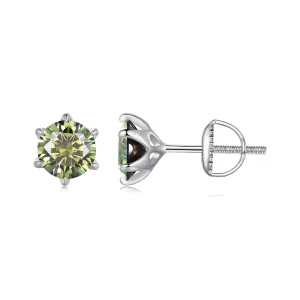 (Bild für) Pandora-Stil Smaragd-Moissanit-Stecker Ohrringe - MSE025-LGN