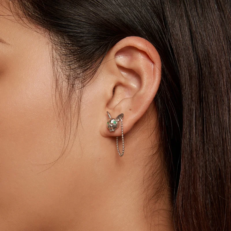 (Bild für) Pandora-Stil Weiße Kaninchen-Uhr Stecker Ohrringe - SCE1617 - Ansicht 6