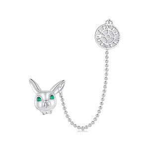 (Bild für) Pandora-Stil Weiße Kaninchen-Uhr Stecker Ohrringe - SCE1617