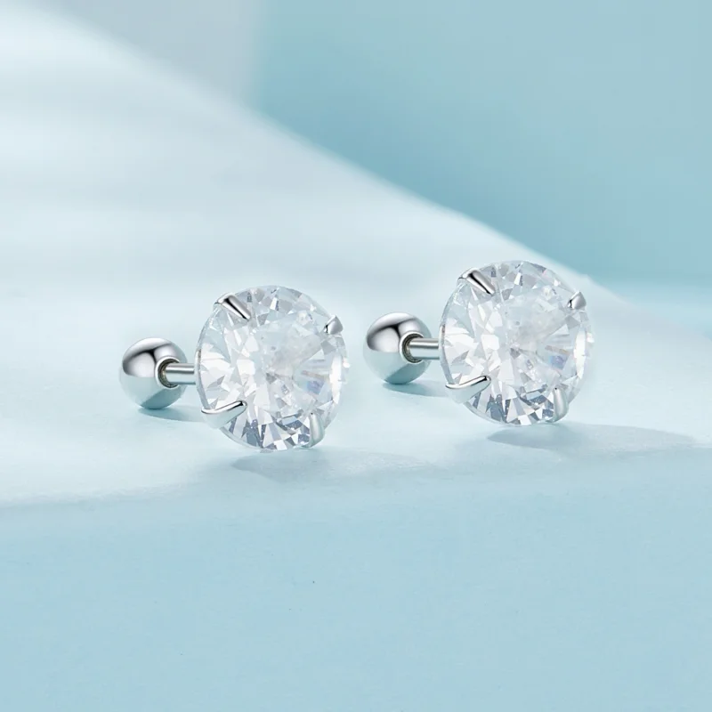 (Bild für) Pandora-Stil Weiße Zirkonium Stecker Ohrringe - SCE1646-L - Ansicht 2