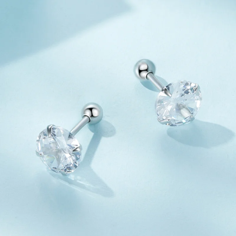 (Bild für) Pandora-Stil Weiße Zirkonium Stecker Ohrringe - SCE1646-L - Ansicht 3