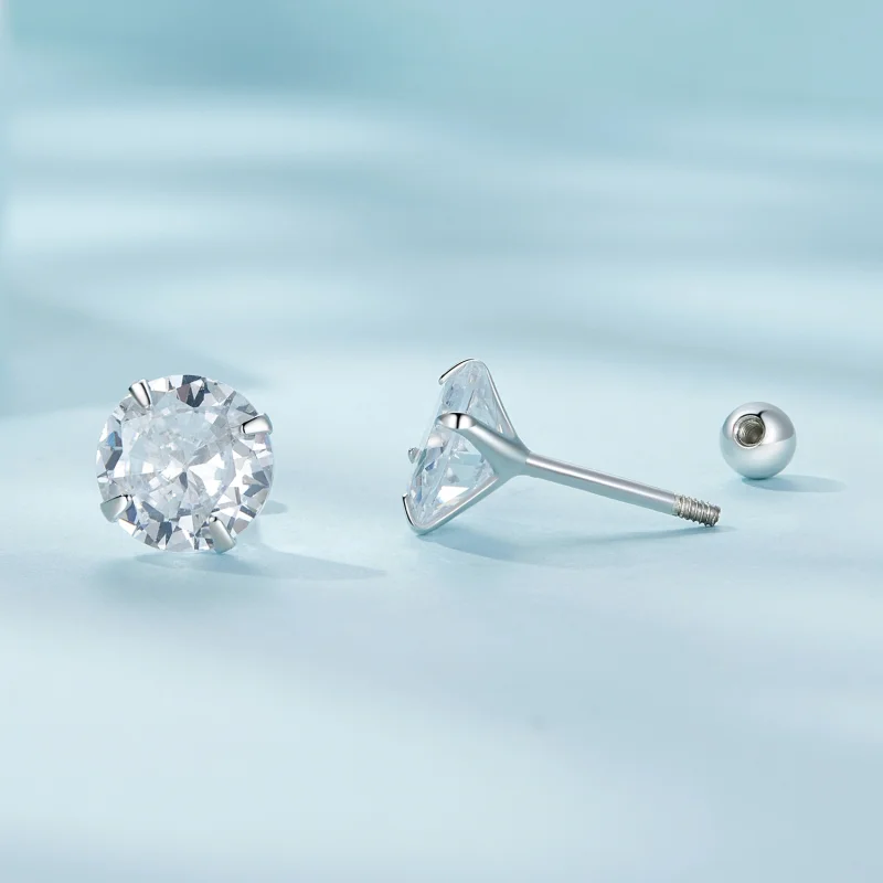 (Bild für) Pandora-Stil Weiße Zirkonium Stecker Ohrringe - SCE1646-L - Ansicht 4