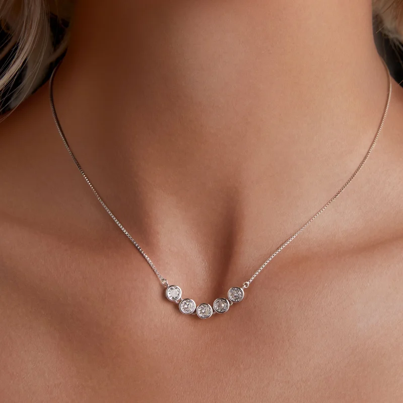 (Bild für) Pandora Style 0,3 Ct Moissanit Halskette (Ein Zertifikat) - MSN022 - Ansicht 5