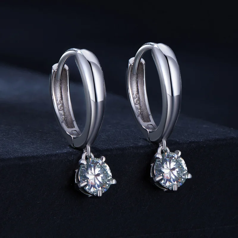 (Bild für) Pandora Style 0,5 Ct Moissanit-Ohrringe mit Halo-Fassung (Zwei Zertifikate) - MS - Ansicht 2