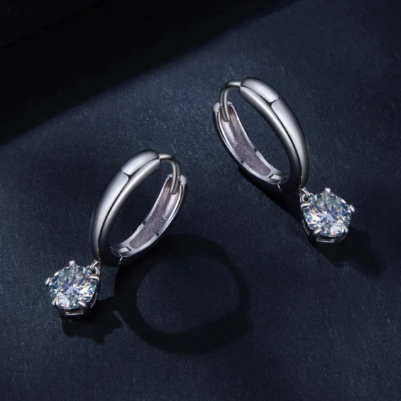 (Bild für) Pandora Style 0,5 Ct Moissanit-Ohrringe mit Halo-Fassung (Zwei Zertifikate) - MS - Ansicht 3