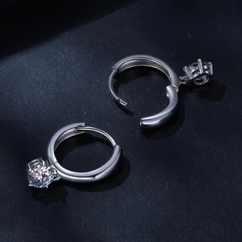 (Bild für) Pandora Style 0,5 Ct Moissanit-Ohrringe mit Halo-Fassung (Zwei Zertifikate) - MS - Ansicht 4