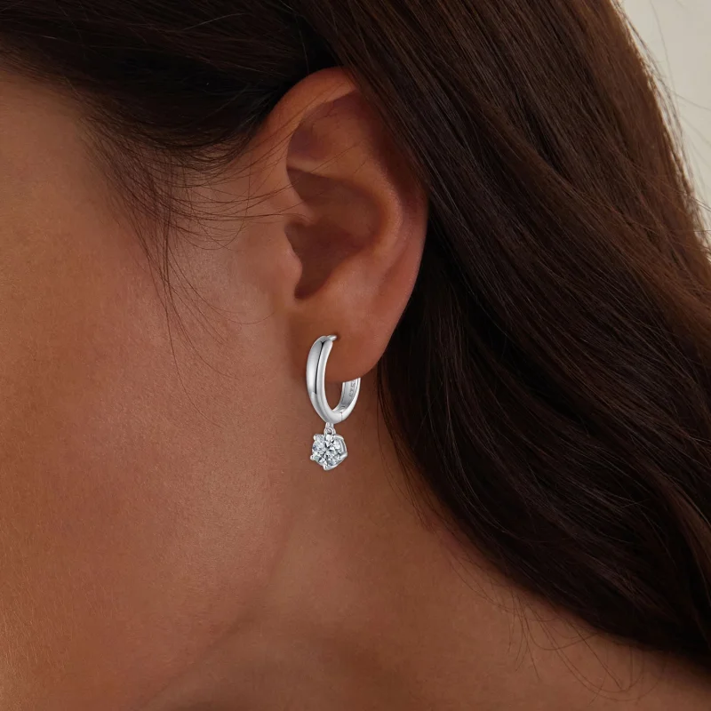 (Bild für) Pandora Style 0,5 Ct Moissanit-Ohrringe mit Halo-Fassung (Zwei Zertifikate) - MS - Ansicht 5