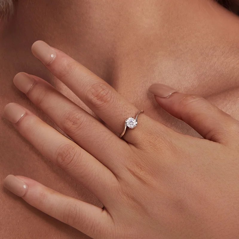 (Bild für) Pandora Style 0,5 Ct Moissanit Ring (Ein Zertifikat) - MSR040 - Ansicht 6