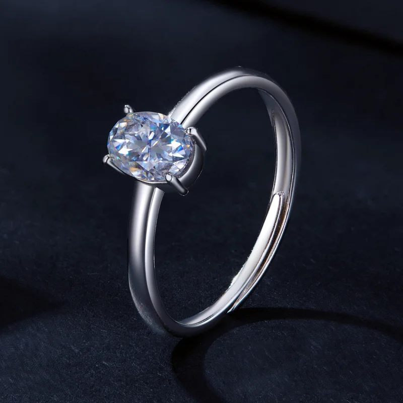 (Bild für) Pandora Style 1Ct Eiförmiger Moissanit Ring (Ein Zertifikat) - MSR039 - Ansicht 2
