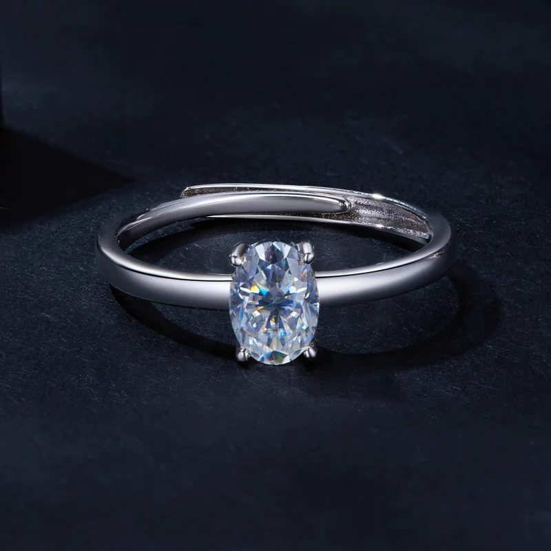 (Bild für) Pandora Style 1Ct Eiförmiger Moissanit Ring (Ein Zertifikat) - MSR039 - Ansicht 3