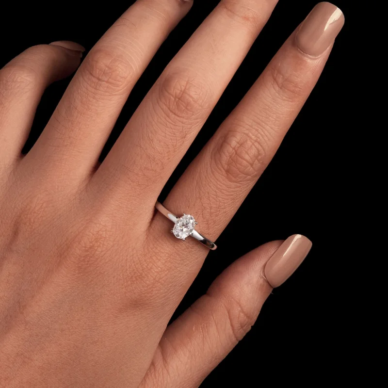 (Bild für) Pandora Style 1Ct Eiförmiger Moissanit Ring (Ein Zertifikat) - MSR039 - Ansicht 4